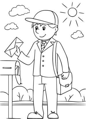 Erkek çocuklar boyama sayfası,  coloring page, Postacı çocuk, 