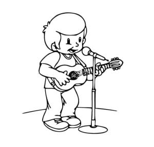 Erkek çocuklar boyama sayfası,  coloring page, Şarkıcı çocuk, 