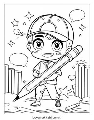Erkek boyama sayfası – PDF indir, sevimli karakter