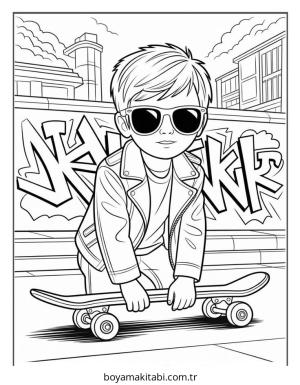 Erkek boyama sayfası – sevimli karakter, sanatsal çalışma