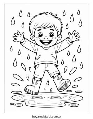 Erkek boyama sayfası – sevimli karakter, sanatsal çalışma