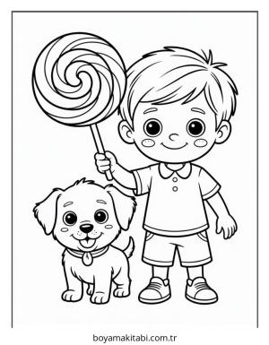 Erkek boyama sayfası – çizgi film temalı, basit çizim