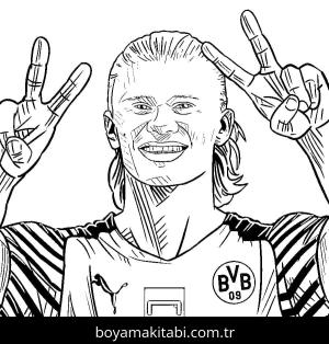 Erling Haaland boyama sayfası – keyifli zaman, renkli çizimler