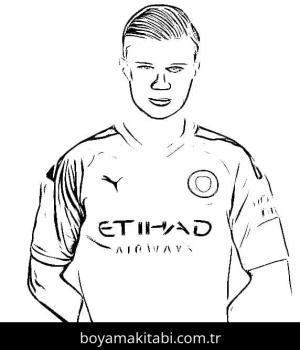 Erling Haaland boyama sayfası – sevimli karakter, sanatsal çalışma