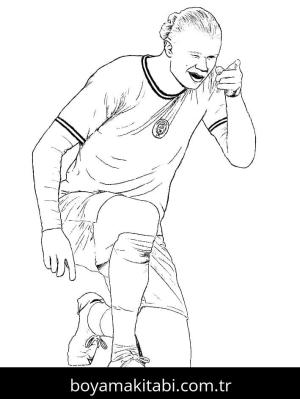 Erling Haaland boyama sayfası – PDF indir, sevimli karakter