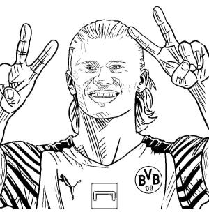 Erling Haaland boyama sayfası,  coloring page, Erling Haaland gülümsüyor, 