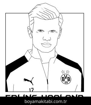 Erling Haaland boyama sayfası – el becerilerini geliştirir, boyama çalışması