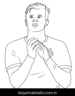 Erling Haaland boyama sayfası – basit çizim, kolay boyama