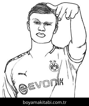 Erling Haaland boyama sayfası – el becerilerini geliştirir, boyama çalışması