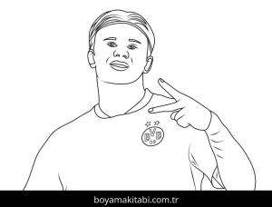 Erling Haaland boyama sayfası – boyama etkinliği, çocuk aktivitesi