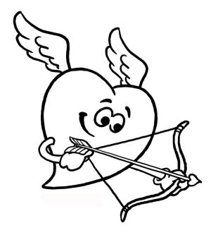 Eros boyama sayfası,  coloring page, Aşk Tanrısı Kalp, 