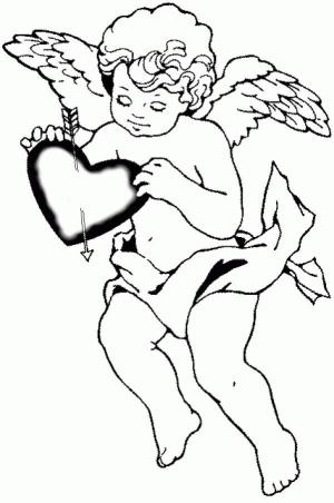 Eros boyama sayfası,  coloring page, Aşk Tanrısı Tutan Kalp, 