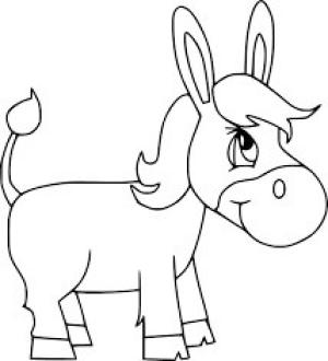 Eşek boyama sayfası, Donkeys coloring page, sevimli Eşek Gülümseyerek, 