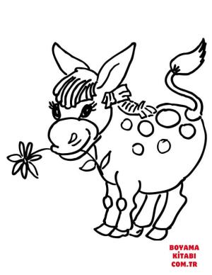 Eşek boyama sayfası, Donkeys coloring page, , donkeys little donkey with flower 