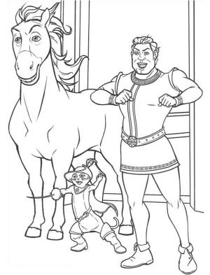 Eşek boyama sayfası, Donkeys coloring page, Eşek, Kedi ve Shrek, 