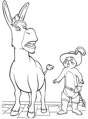 Eşek boyama sayfası, Donkeys coloring page, Sevimli Eşek ve Kedi, 