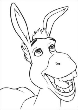 Eşek boyama sayfası, Donkeys coloring page, Gülümseyen Eşek, 