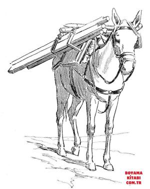 Eşek boyama sayfası, Donkeys coloring page, , donkeys donkey carrying load 