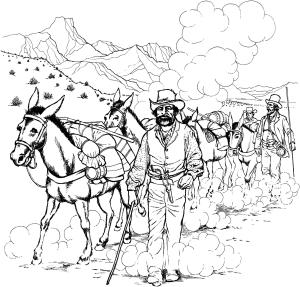 Eşek boyama sayfası, Donkeys coloring page, , donkeys mule caravan 