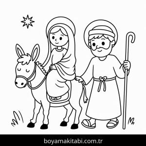 Eşekler boyama sayfası – PDF indir, sevimli karakter