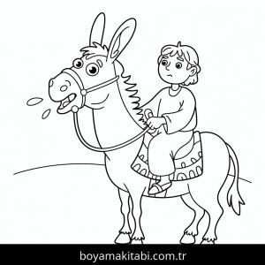 Eşekler boyama sayfası – çizgi film temalı, basit çizim