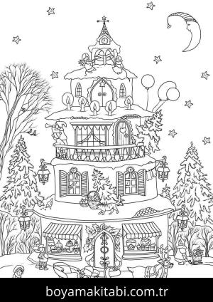 Evler boyama sayfası – boyama etkinliği, çocuk aktivitesi