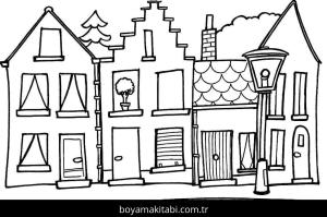 Evler boyama sayfası – evde etkinlik, ücretsiz yazdır