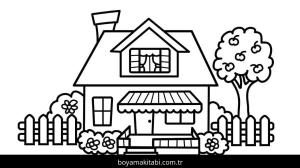 Evler boyama sayfası – sevimli karakter, sanatsal çalışma