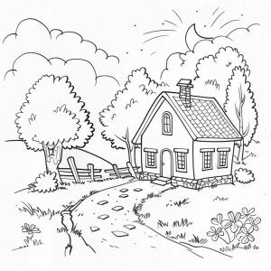 Evler boyama sayfası,  coloring page, Kır Evler Çiz, 