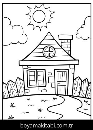 Evler boyama sayfası – sanatsal çalışma, çocuklar için