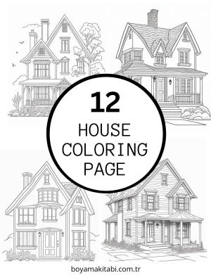 Evler boyama sayfası – boyama çalışması, yaratıcılığı geliştirir