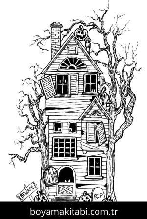 Evler boyama sayfası – eğlenceli etkinlik, el becerilerini geliştirir