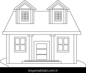 Evler boyama sayfası – çocuk aktivitesi, PDF indir