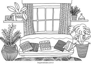 Evler boyama sayfası – keyifli zaman, renkli çizimler