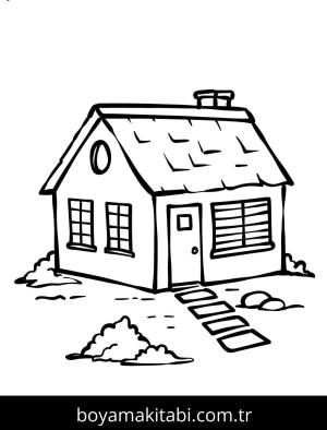 Evler boyama sayfası – kolay boyama, eğitici aktivite