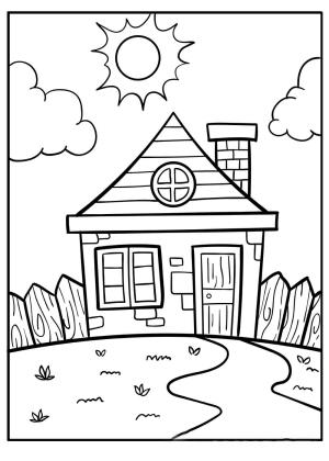 Evler boyama sayfası,  coloring page, Temel ev, 