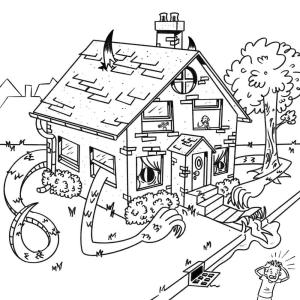 Evler boyama sayfası,  coloring page, Canavar Evi, 