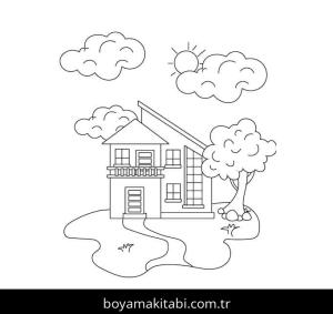 Evler boyama sayfası – keyifli zaman, renkli çizimler