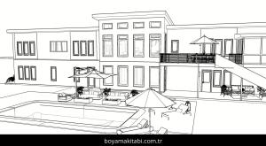 Evler boyama sayfası – keyifli zaman, renkli çizimler