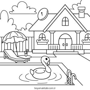 Evler boyama sayfası – ücretsiz yazdır, boyama etkinliği