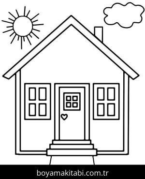 Evler boyama sayfası – çocuk aktivitesi, PDF indir