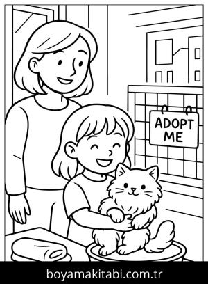 Evcil Hayvan Dükkanı boyama sayfası,  coloring page, , Pets Store With Cute Cat