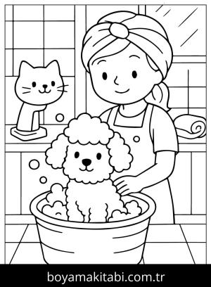 Evcil Hayvan Dükkanı boyama sayfası,  coloring page, , Puppy Bath In Pet Store