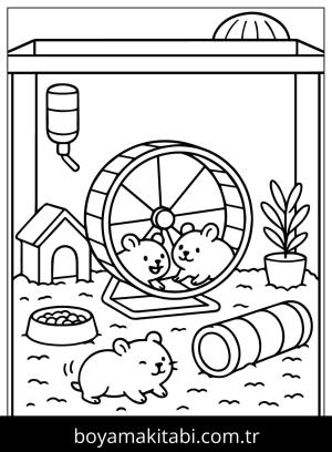 Evcil Hayvan Dükkanı boyama sayfası,  coloring page, , Hamsters In Pets Store