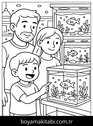 Evcil Hayvan Dükkanı boyama sayfası,  coloring page, , Pets Store With Fish