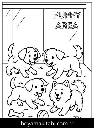 Evcil Hayvan Dükkanı boyama sayfası,  coloring page, , Cute Puppy Playing In Pets Store