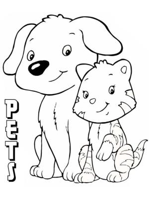 Evcil Hayvanlar boyama sayfası,  coloring page, Ücretsiz Sevimli Evcil Hayvanlar Resim, 