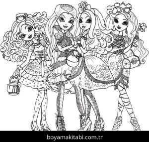 Ever After High boyama sayfası – el becerilerini geliştirir, boyama çalışması
