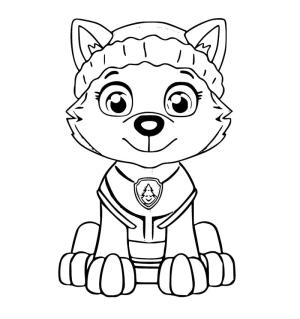 Everest Paw Patrol boyama sayfası,  coloring page, Everest Paw Patrol oturuyor, 