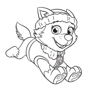 Everest Paw Patrol boyama sayfası,  coloring page, Everest Paw Patrol koşuyor, 